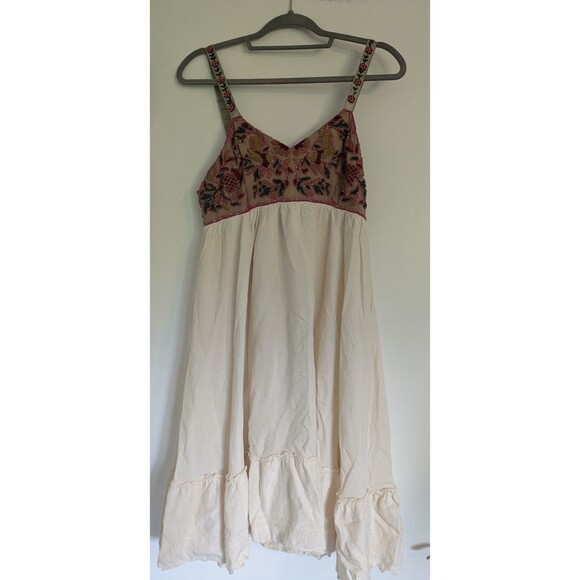 Anthropologie Zehavale Norrbotten Dress Copper Red Pink Embroidery Beaded Size 6 - Picture 2 of 11